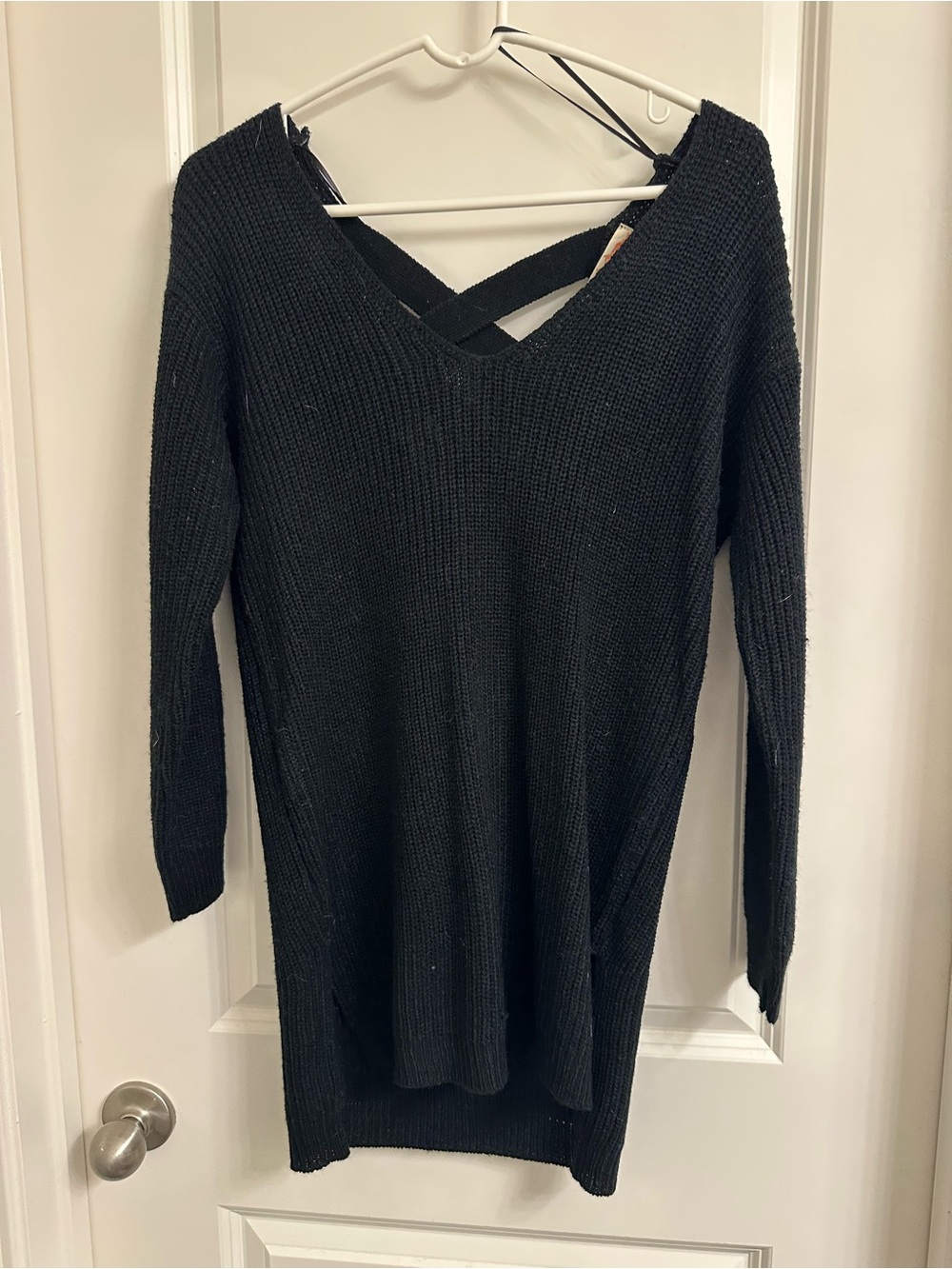 Ambiance Black V-Neck Crisscross Back Knit Sweater